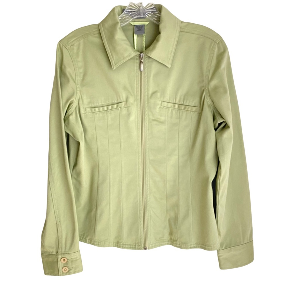 Halston Jeans Green Full Zip Jacket Size Medium